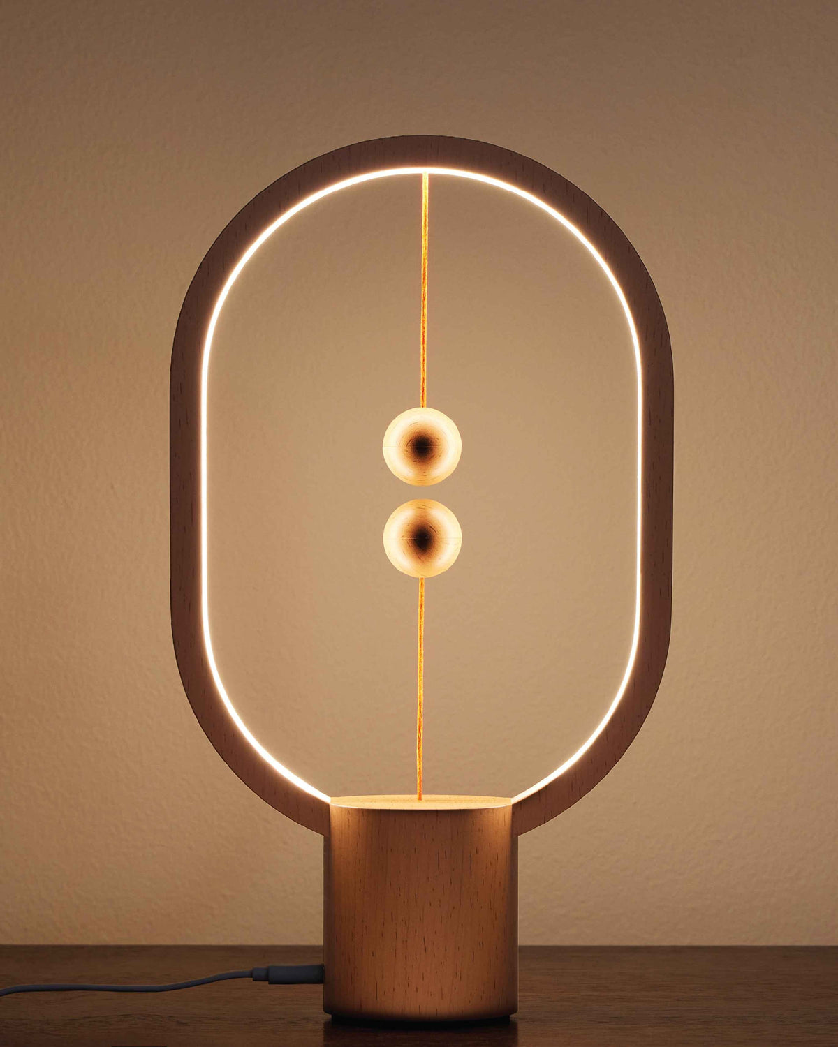 Wood-Look Magnetic Balance LED Table Lamp
