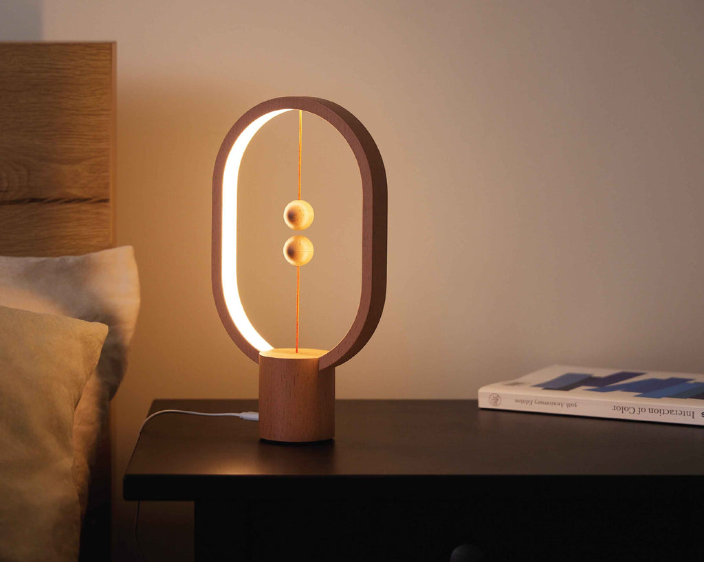 Wood-Look Magnetic Balance LED Table Lamp