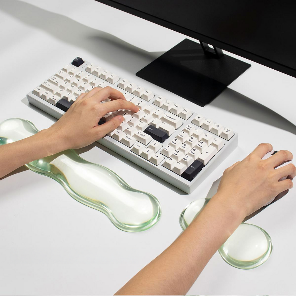 Wavy Transparent Gel Keyboard & Mouse Wrist Rest Set