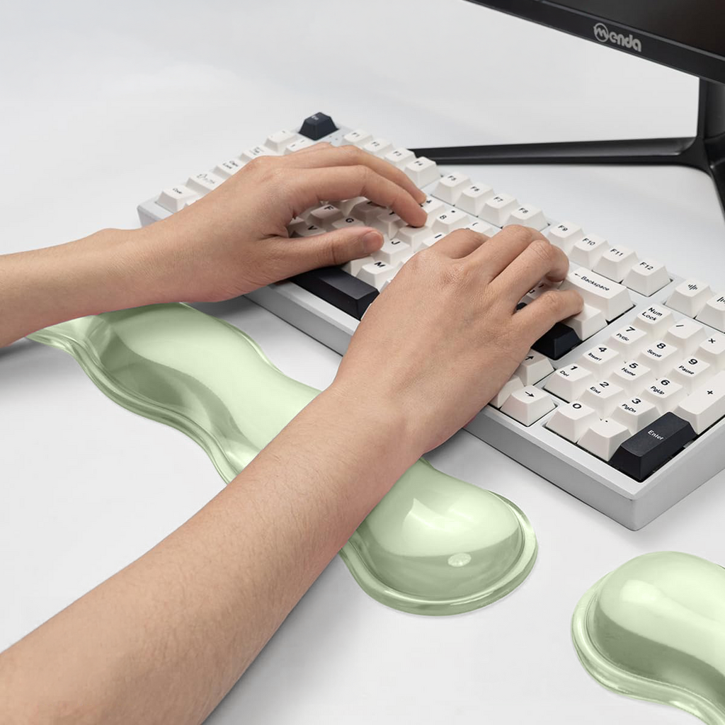 Wavy Transparent Gel Keyboard & Mouse Wrist Rest Set