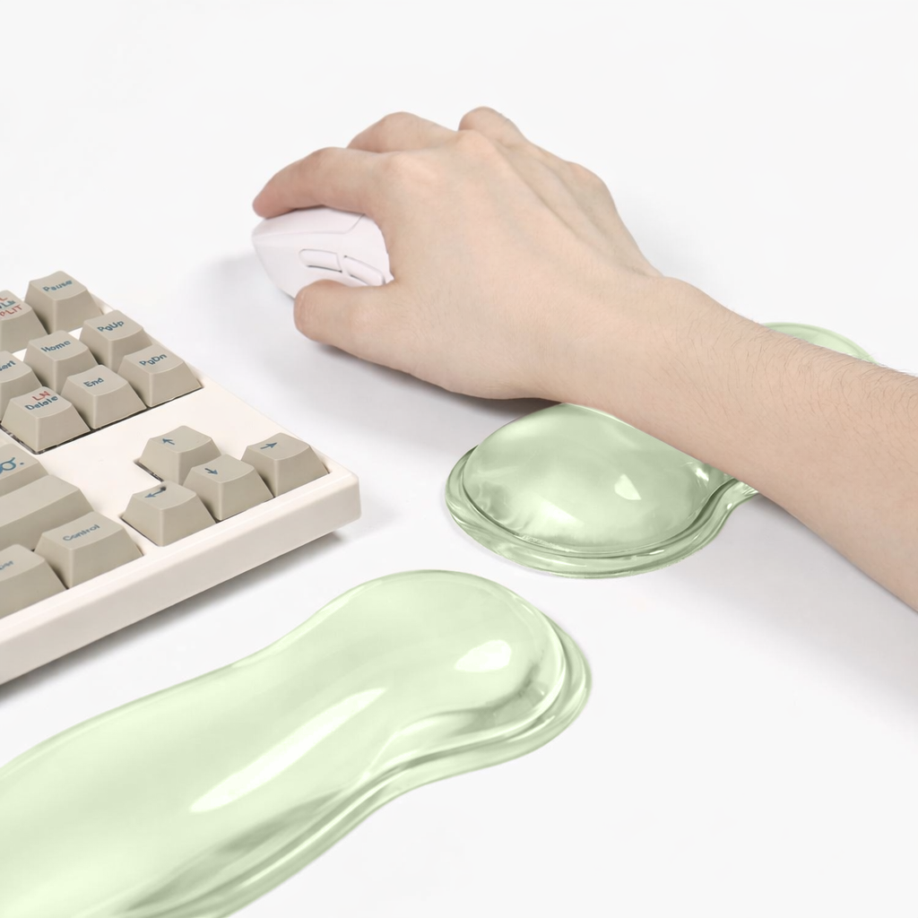 Wavy Transparent Gel Keyboard & Mouse Wrist Rest Set