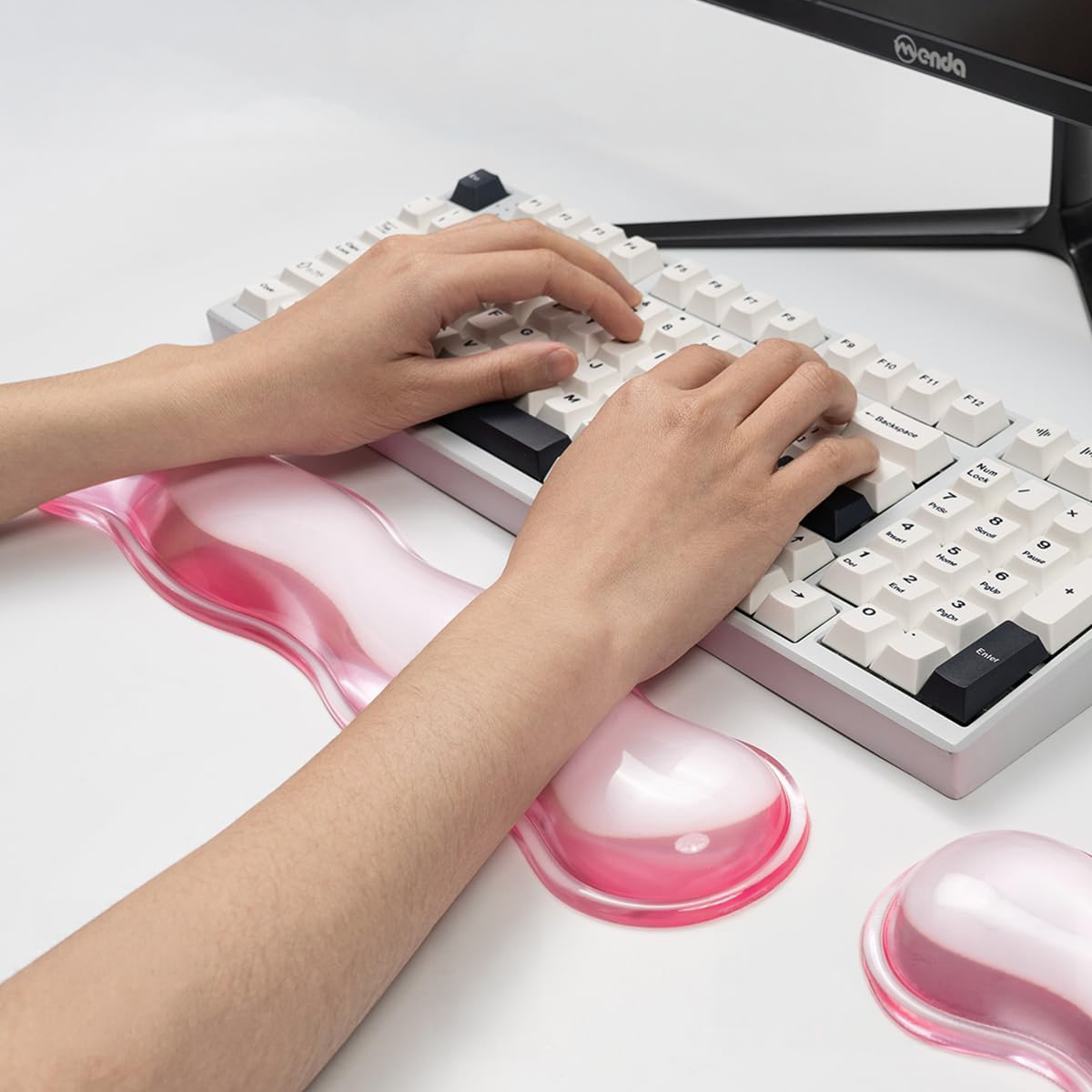 Wavy Transparent Gel Keyboard & Mouse Wrist Rest Set