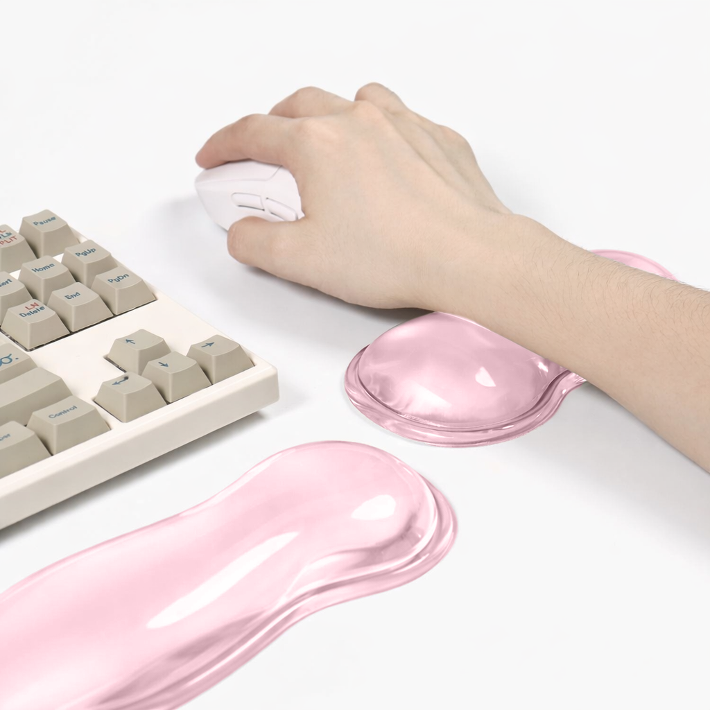 Wavy Transparent Gel Keyboard & Mouse Wrist Rest Set