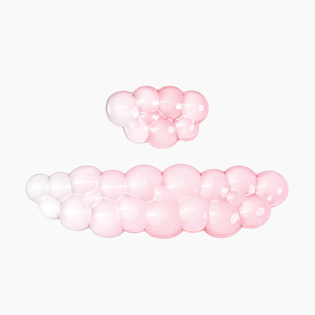 Pink-to-Clear Cloud Gel Keyboard & Mouse Wrist Rest Set
