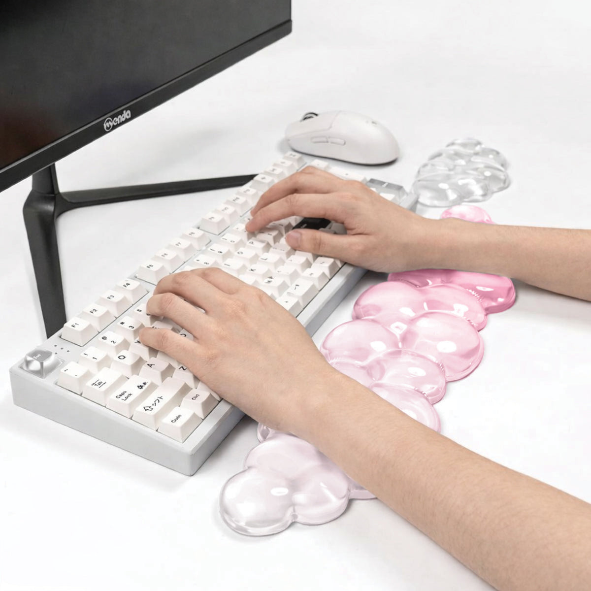 Pink-to-Clear Cloud Gel Keyboard & Mouse Wrist Rest Set
