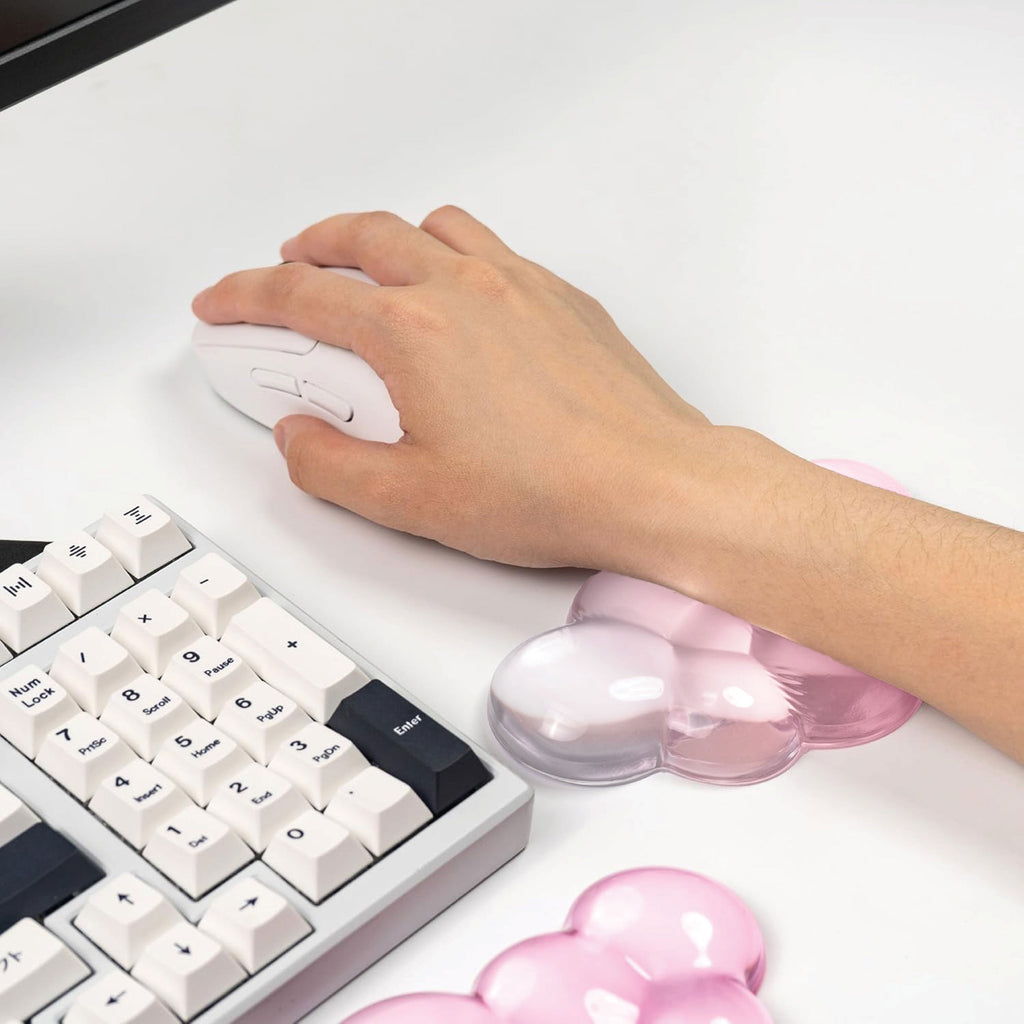 Pink-to-Clear Cloud Gel Keyboard & Mouse Wrist Rest Set