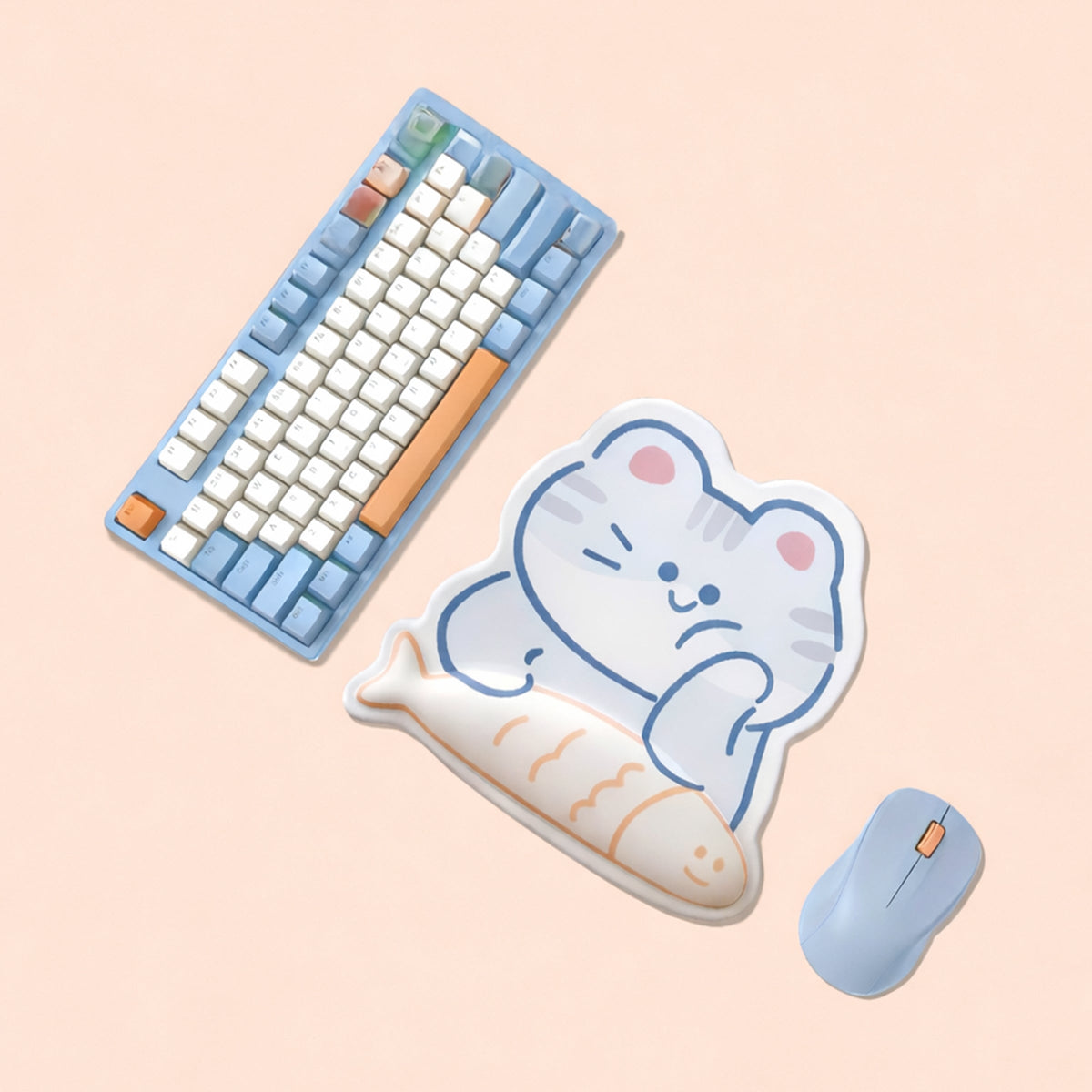 Cat Mouse Mat with Cushioned Fish Wrist Rest