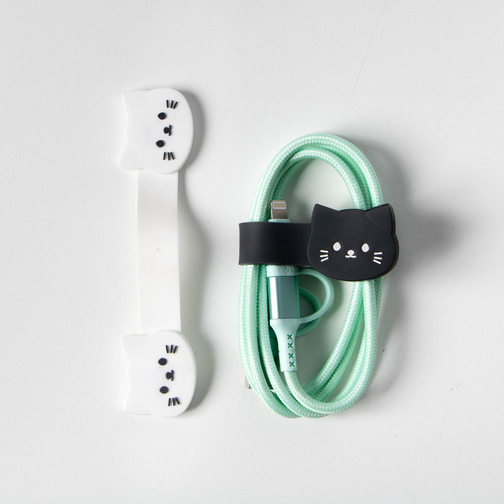 Cat-Shaped Silicone Magnetic Cable Ties – Set of 4