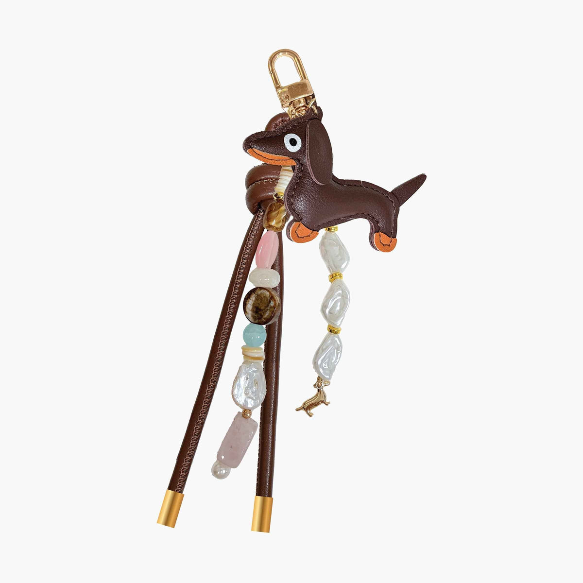 Dachshund Beaded Phone Charm with Attachment Plate & Hook