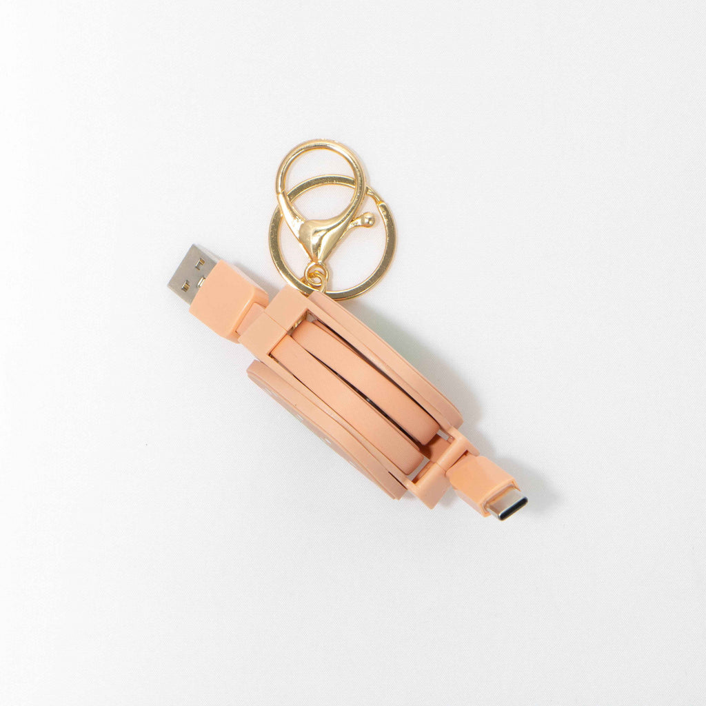 Strawberry Keyring Retractable USB-A to USB-C Cable