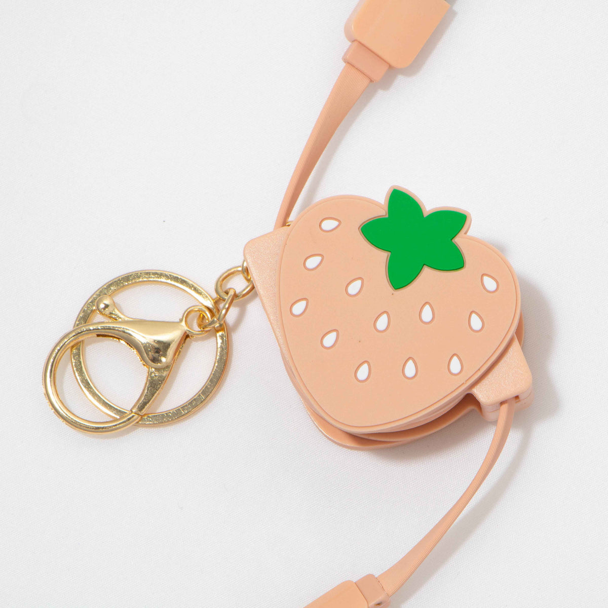Strawberry Keyring Retractable USB-A to USB-C Cable