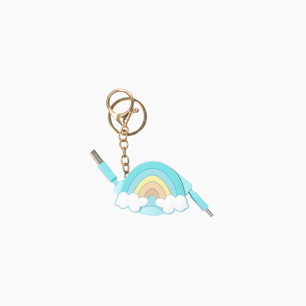 Rainbow Keyring Retractable USB-A to USB-C Cable