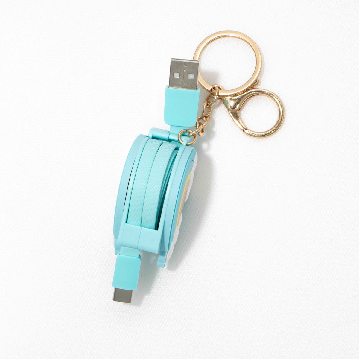 Rainbow Keyring Retractable USB-A to USB-C Cable