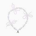 White Pearl-Style Bow Phone Wristlet – Silver-Tone Fittings