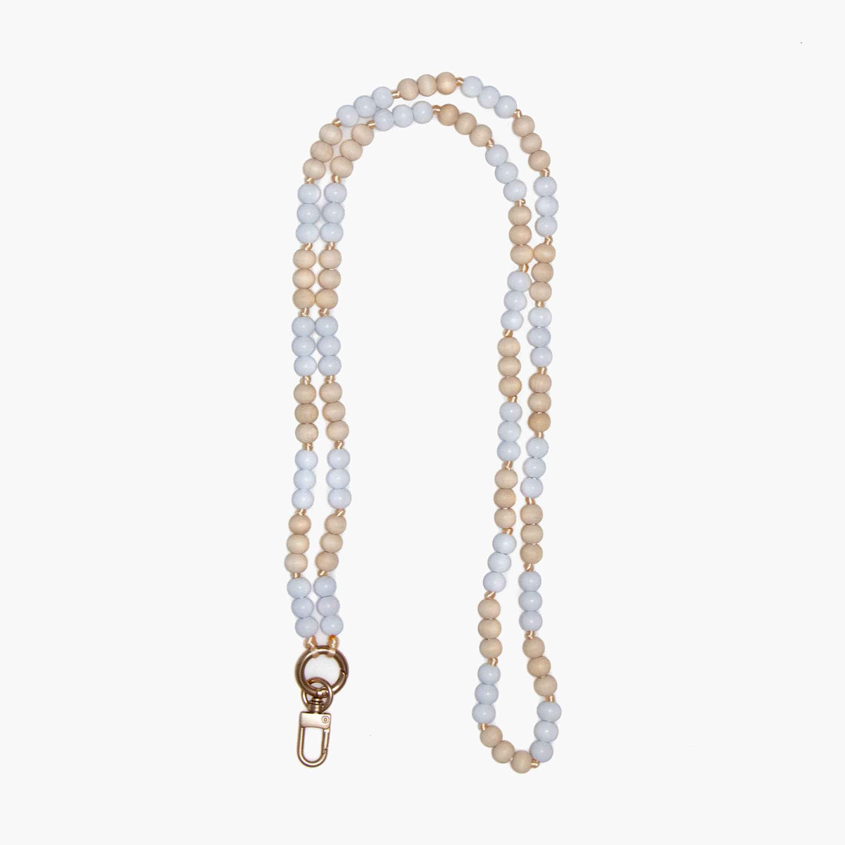 Neutral Wooden-Bead Crossbody Phone Strap